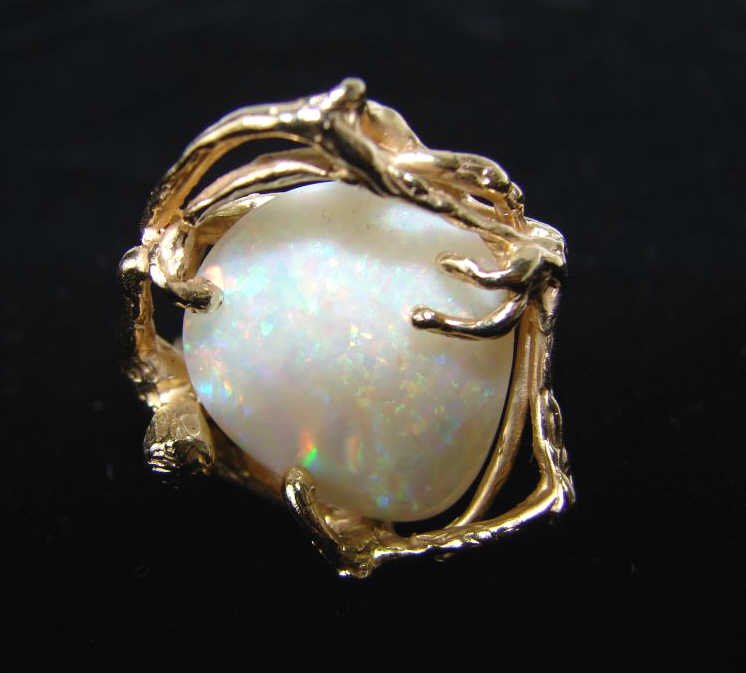 14K Yellow Gold and Opal Figural Lady's Ring (1 of 4)