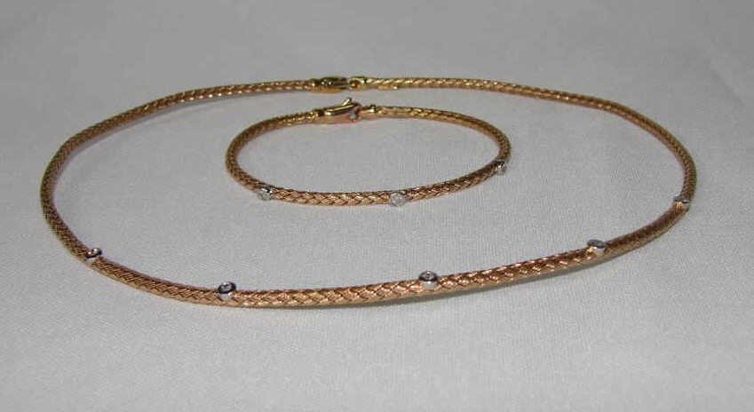14K Rose Gold & Diamond Necklace & Bracelet Set (1 of 2)