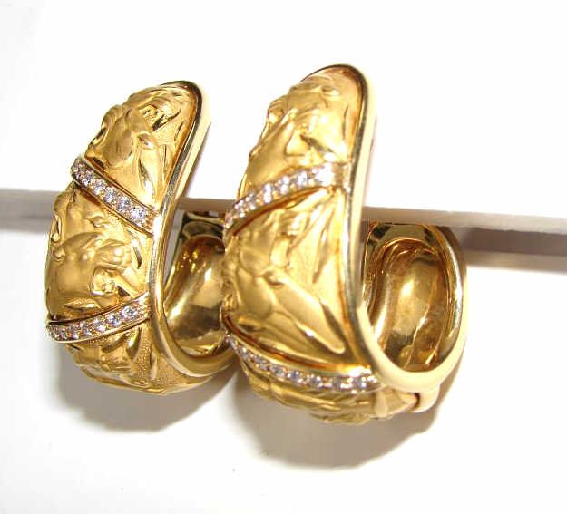 18K Yellow Gold Panther Earrings (1 of 3)