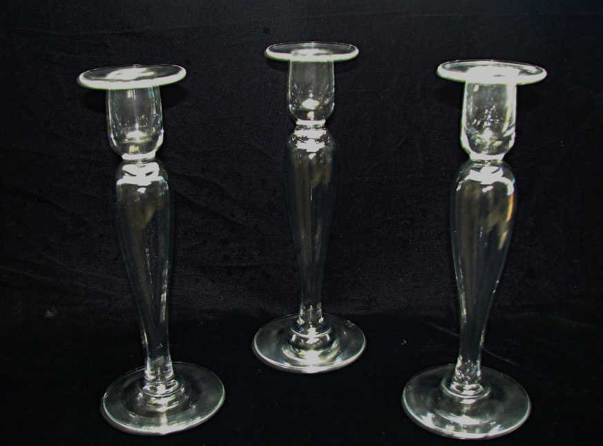 Three (3) Steuben Style Crystal Candlesticks (1 of 1)