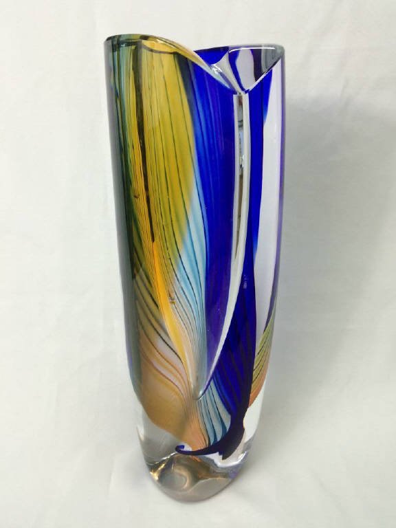 Goran Warff Art Glass Vase for Kosta Boda: Height - 14 inches. Signed and numbered on the bottom. Condition: two minor abrasions on the side.