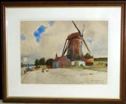 James Montgomery Flagg Watercolor Den Haag: James Montgomery Flagg (American, 1877- 1960) signed, dated 1902 and titled lower right. 12.5 x 18.5 framed to 21 x 27 inches.