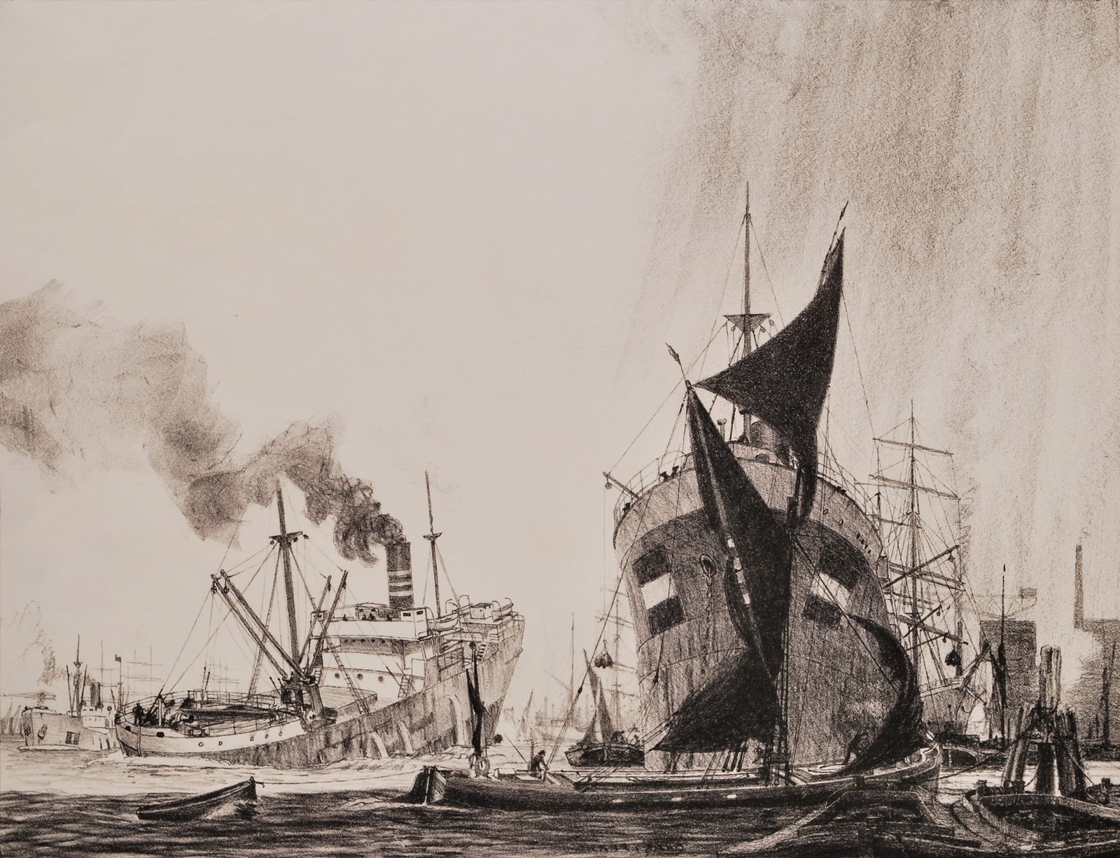 Transport By Sea: Maintaining Food Supplies: Charles Pears (British, 1873-1958). Transport By Sea: Maintaining Food Supplies 1917. Lithograph, signed in image lower centre, 35.3 x 46cm. This is no. 61 from the series of 66 lithographs The Great