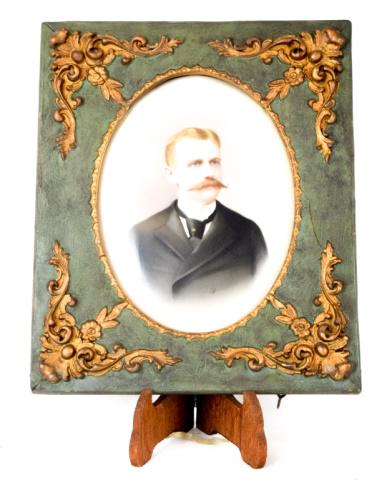 Franz Till Hand Painted KPM Portrait Plaque: Hand painted portrait of a gentleman, signed lower right Fr. (Franz) Till, Dresden, on oval KPM porcelain plaque, with impressed KPM mark on verso. Plaque 6 1/2" x 5". Minor scratch in center.