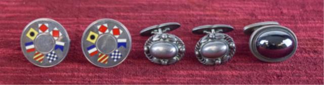 Tiffany and Co and Georg Jensen Cufflinks: Tiffany and Company Sterling Silver Nautical Flags Cufflinks 14.9 Grams Georg Jensen Sterling Silver Cufflinks 12.4 Grams A Single Georg Jensen Cufflink 12.8 Grams