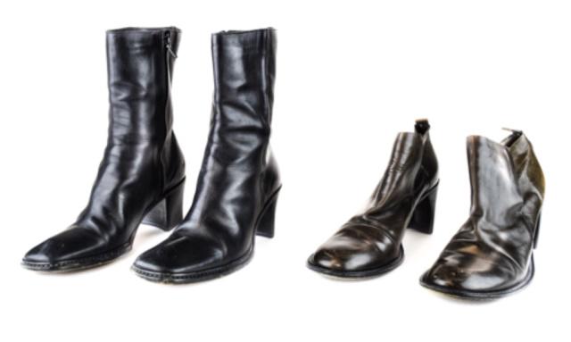 2 pairs of Costume National boots: Made in Italy. Italian size 37.5 US size 7.5. 2.5 inch heel 1 mid calf boot, 1 ankle boot worn bottom soles. scuffs on toes and heels