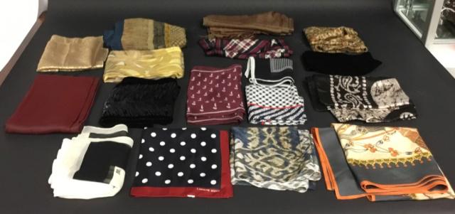 Lot of Mostly Designer Silk Scarves: Designer Silk Scarves Including Givenchy and Carolyne Roehm.