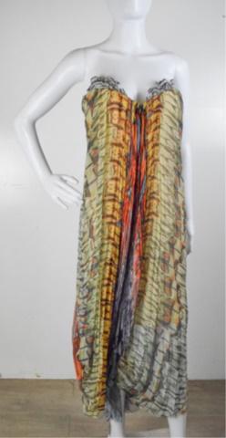 Alexander McQueen Strapless Silk & Feather Dress: Alexander McQueen Italy Strapless Dress Silk & Feather Embellished - Strapless Bra Sewn In tagged 42