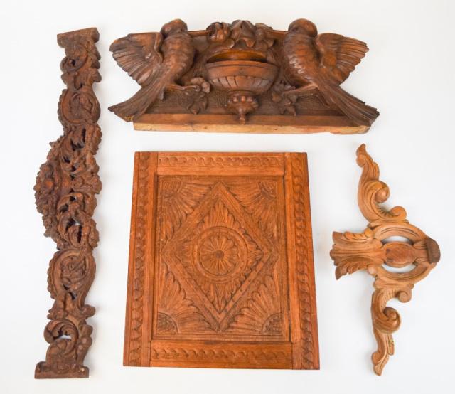 4 Carved Wood Wall Hangings (1 of 10)