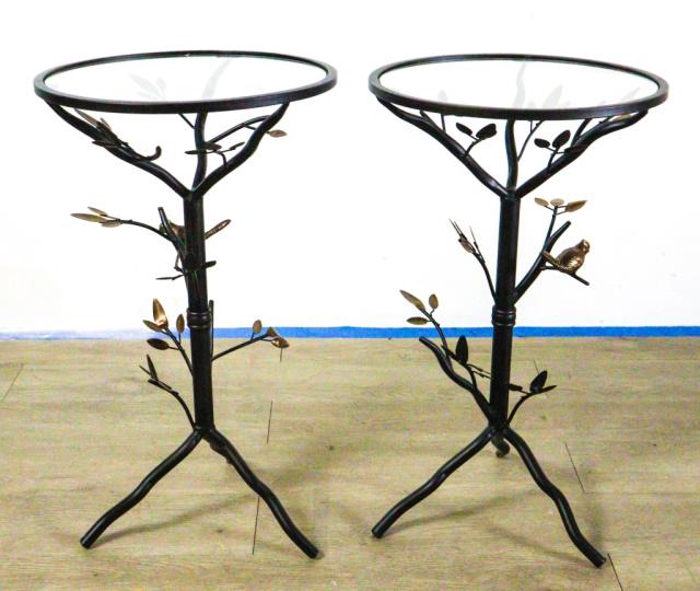Pair of Glass Top Wrought Iron Tables (1 of 7)