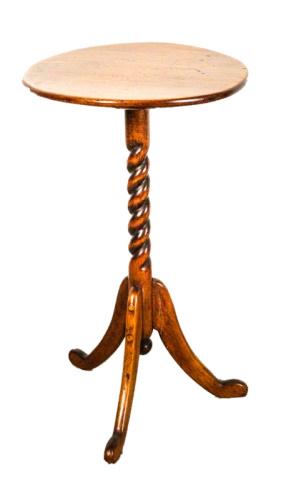 Pine Tea Table with Turned Pedestal on 3 Feet: Pine Tea Table with Turned Pedestal on 3 Feet 25 1/2" H X 14 1/2" Diameter