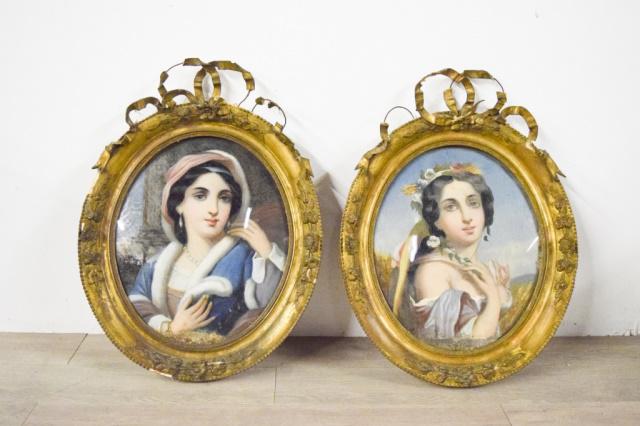 Pair of Painted Portraits in Gilt Frames (1 of 10)