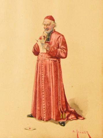 Eduard Heller Watercolor Cardinal Reading a Letter (1 of 6)