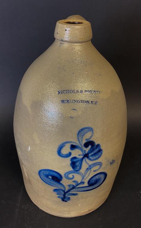 Nichols & Boynton Blue Decorated Stoneware Jug (1 of 10)