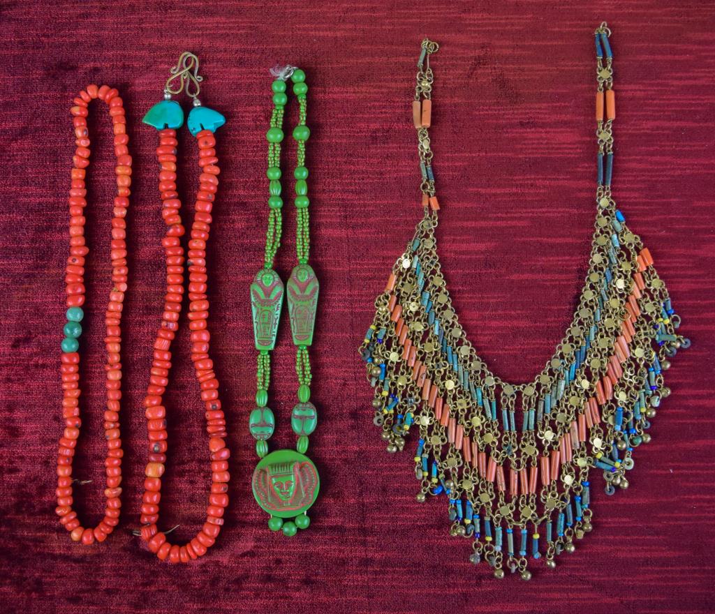 Grouping of Egyptian Revival Beaded Necklaces (1 of 6)