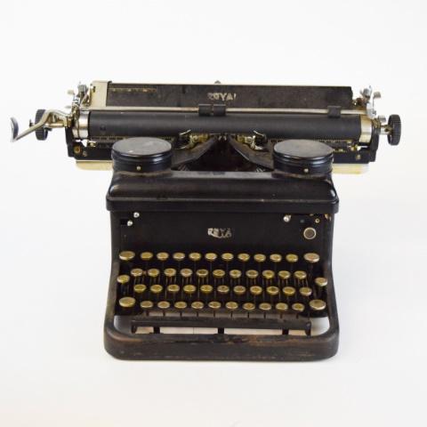 Royal Typewriter: 9 1/2"H x 19"W x 14"D. Some wear