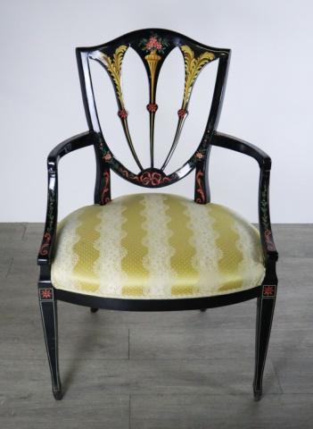 Black Lacquered Open Arm Chair (1 of 9)