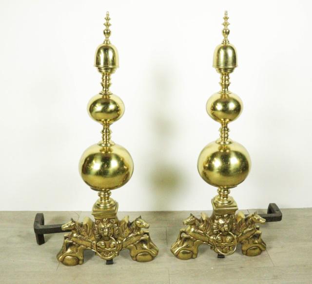 A Pair of Gothic Revival Style Brass Andirons (1 of 13)