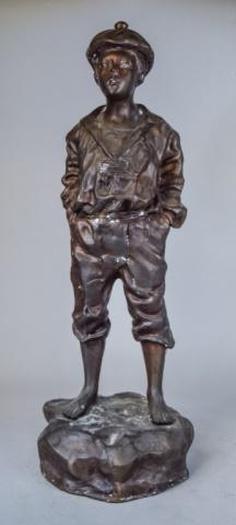 Signed Marcel Bronze After V. Szczeblewski: Bronze of a boy whistling, signed on the base Marcel, after Mousse Siffleur by Bernard Vaclav (Victor) Szczeblewski (Polish, 19th century). 28 1/2"H