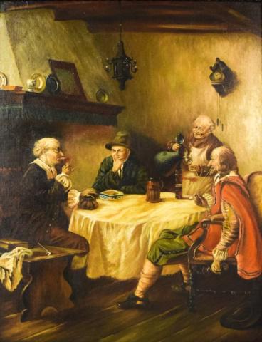 William H Schwarz Oil on Panel Tavern Scene (1 of 7)