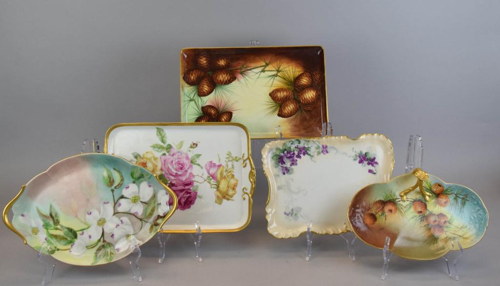 Limoges Porcelain Hand Painted Platters & Nappy (1 of 18)