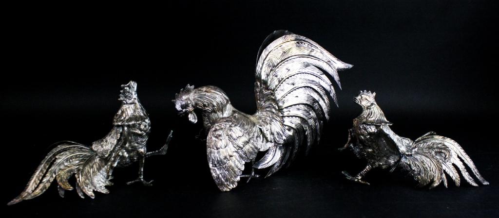 3 Silverplate Roosters (1 of 6)
