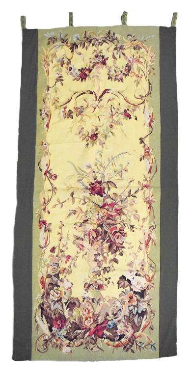 Aubusson Style Drapery Panel: Aubusson style needlepoint drapery panel. 92" x 46"