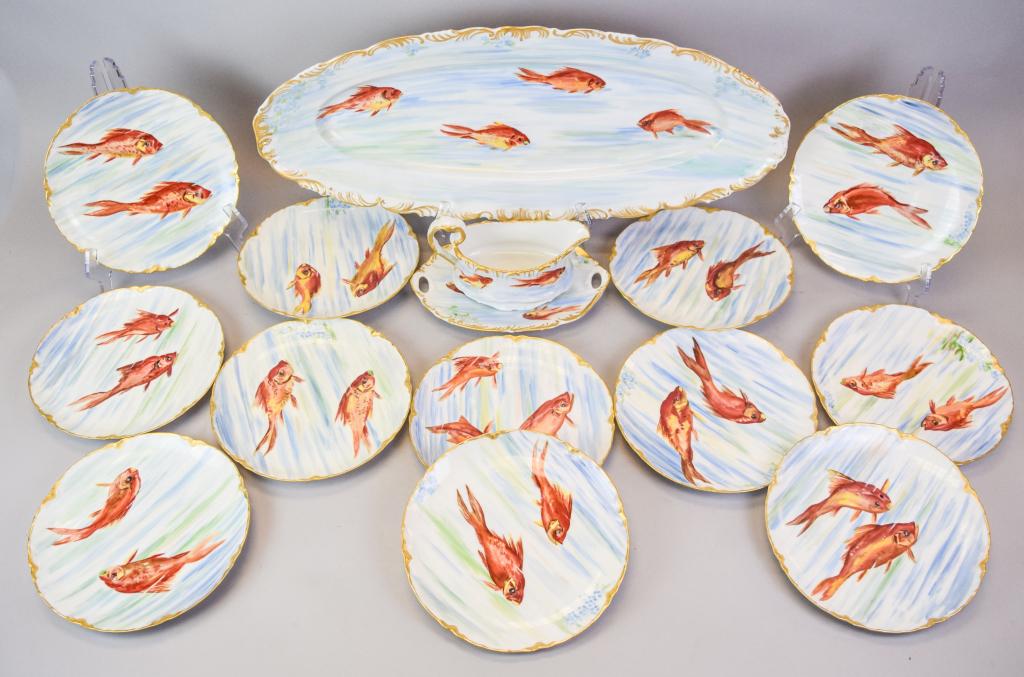 15 Piece Limoges Porcelain Fish Set (1 of 13)