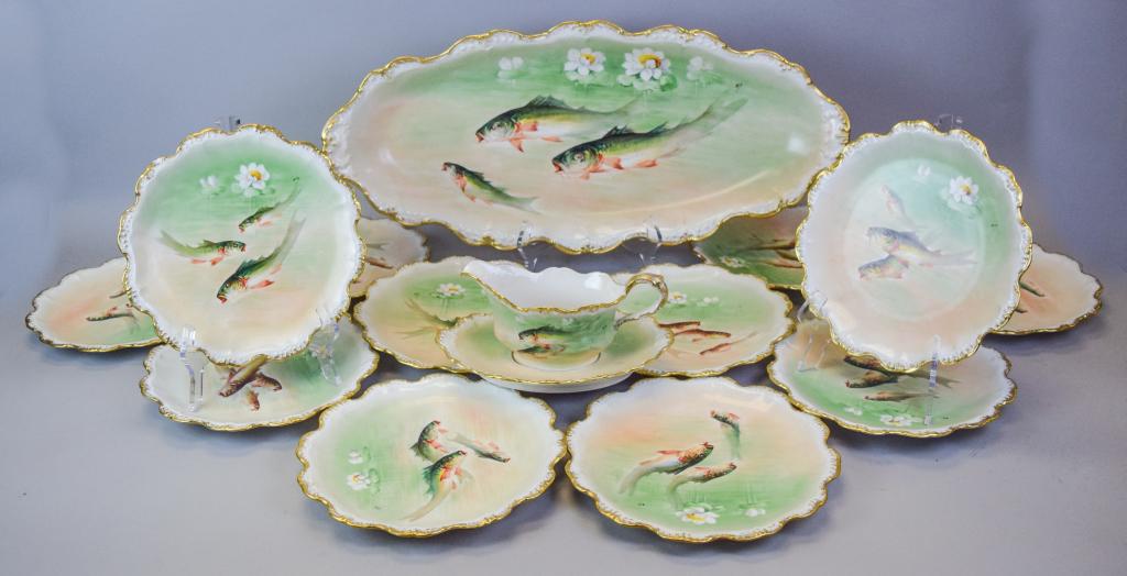 15 Piece Limoges Porcelain Fish Set (1 of 11)