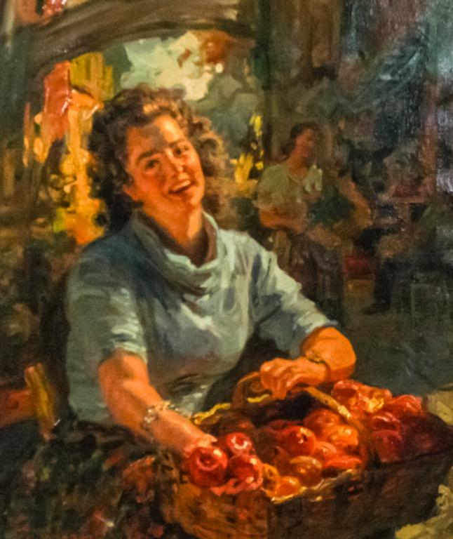 Giovanni Madonini Oil on Canvas Woman With Apples (1 of 7)