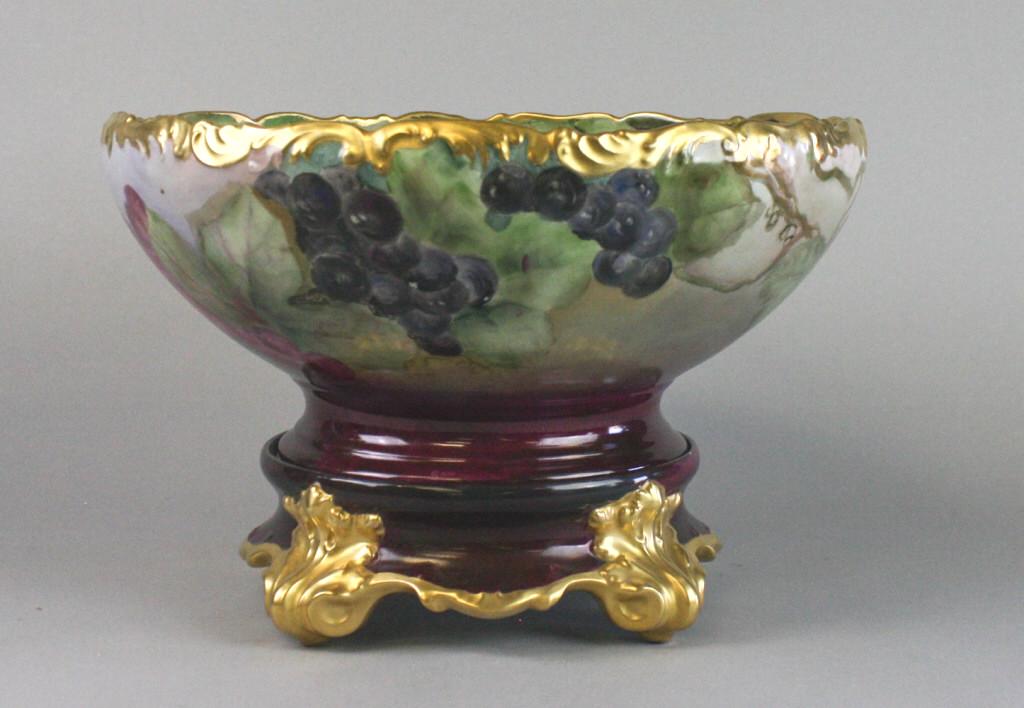 Limoges Hand Painted Punch Bowl on Stand (1 of 6)