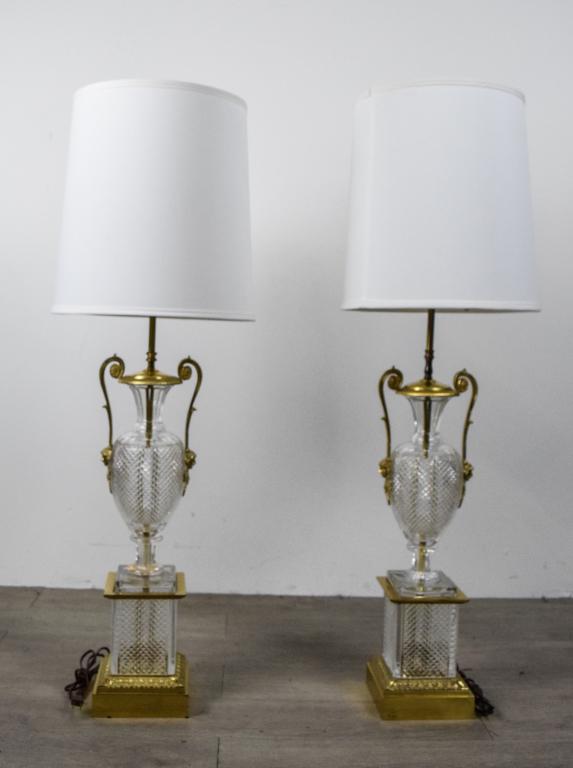 Pair of French Cut Crystal & Brass Lamps (1 of 8)