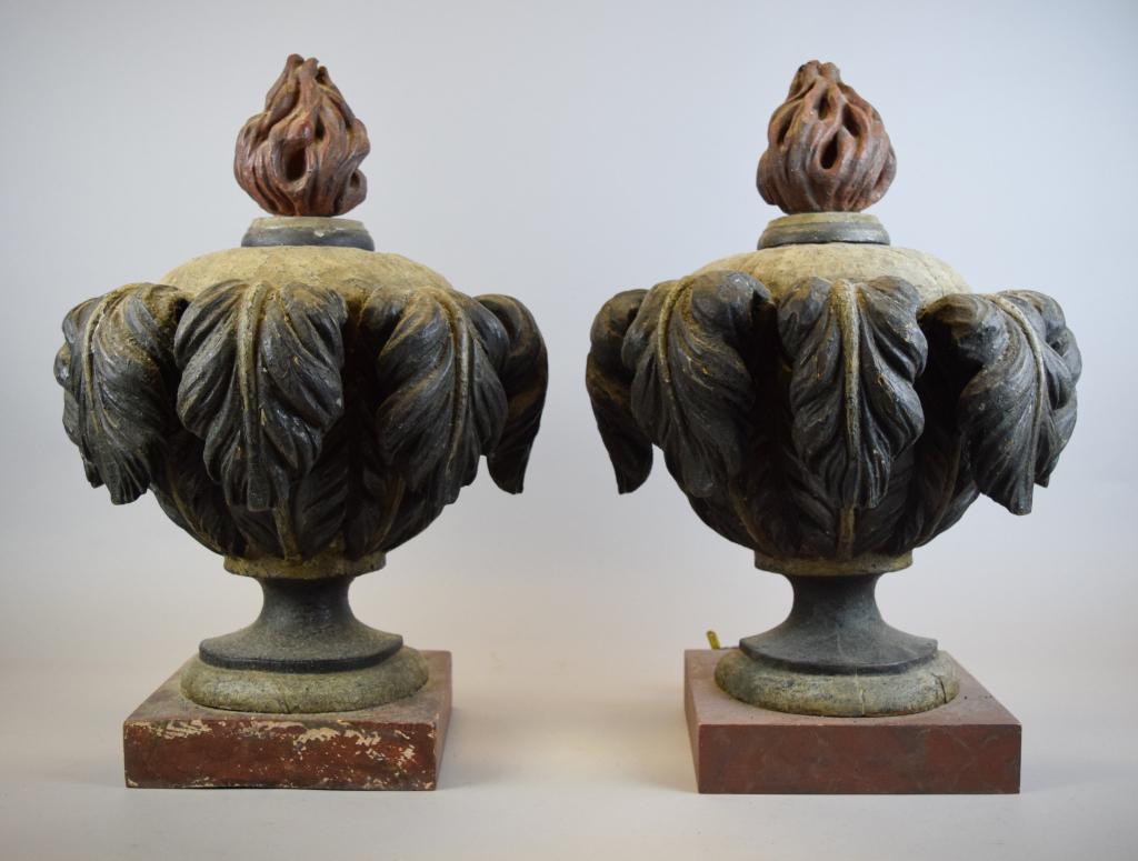 Pair of Carved Wood Lighted Architectural Elements (1 of 5)