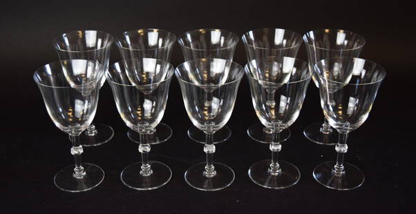 10 Lalique Beaugency Stemware Water Glasses: 10 French crystal waters in Lalique's Beaugency pattern. Each 6 3/8"H