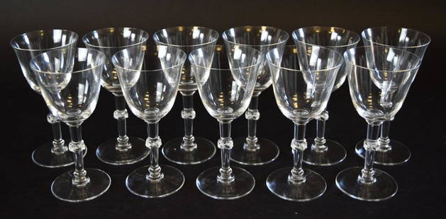 11 Lalique Beaugency Stemware Port Glasses: 11 French crystal port glasses in Lalique's Beaugency pattern. Each 5"H