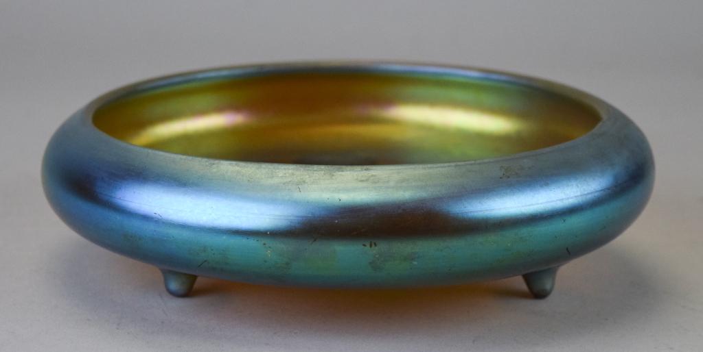 Signed Steuben Aurene Footed Low Bowl (1 of 5)