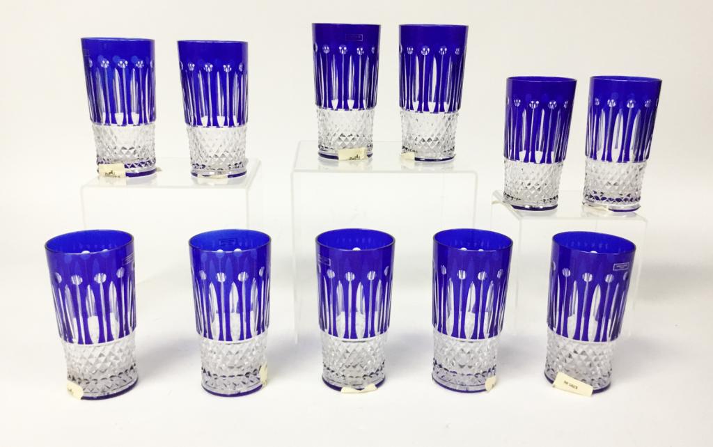 11 Saint Louis Crystal Cobalt to Clear Glasses (1 of 7)