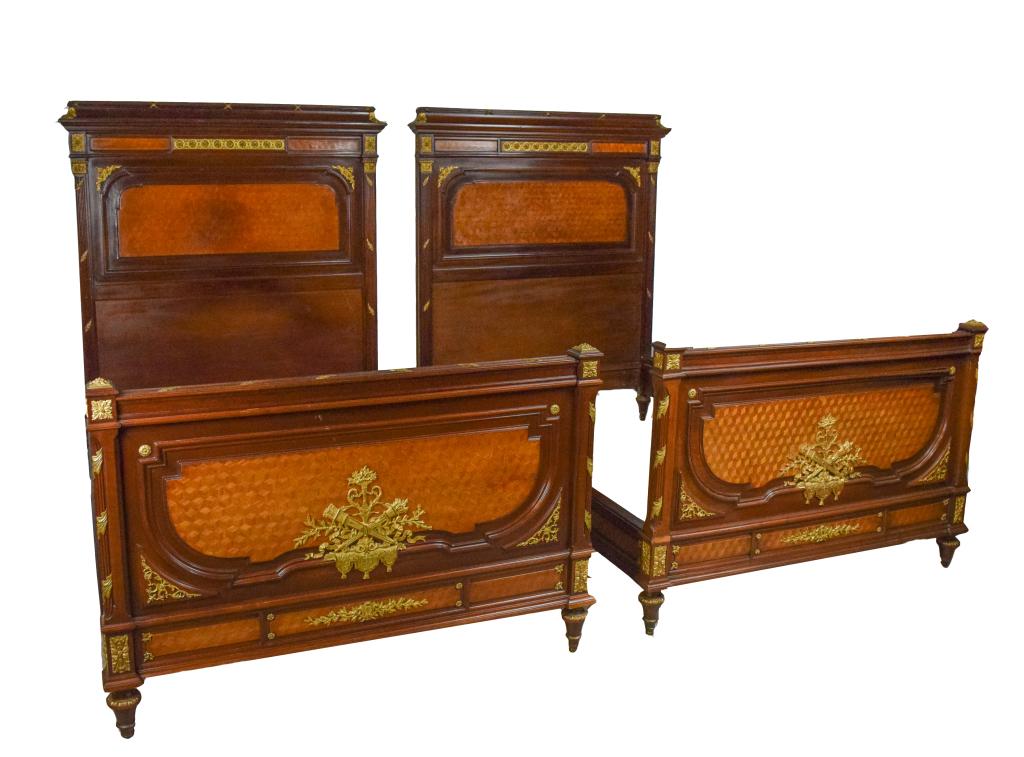 Louis XVI Style Gilt Bronze Mahogany Beds (1 of 7)