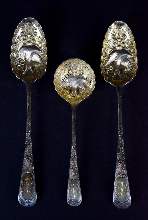 3 English Sterling Silver Berry Spoons (1 of 4)