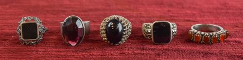 Group of Sterling Silver Semi Precious Stone Rings (1 of 6)