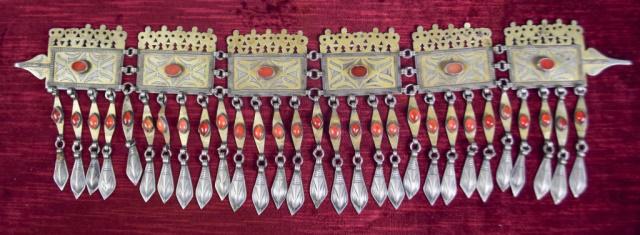 Silver & Carnelian Chest Piece / Collar: Silver and carnelian chest piece / collar. Unmarked. 18 1/2"L
