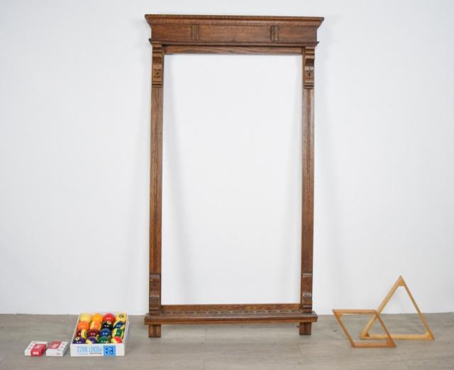 Oak Pool Cue Holder with Rack and Billiard Balls (1 of 9)