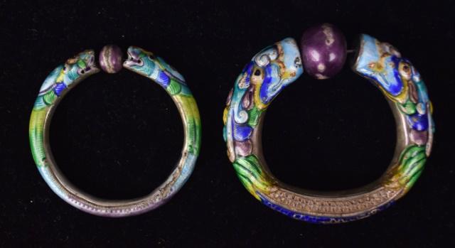 2 Chinese Sterling & Enamel Dragon Bracelets (1 of 6)