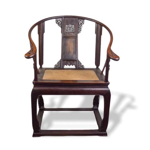 Carved Chinese Horseshoe Armchair (1 of 8)