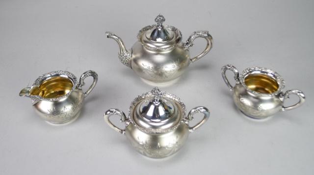 4 Piece Van Bergh Silverplate Tea Set (1 of 8)