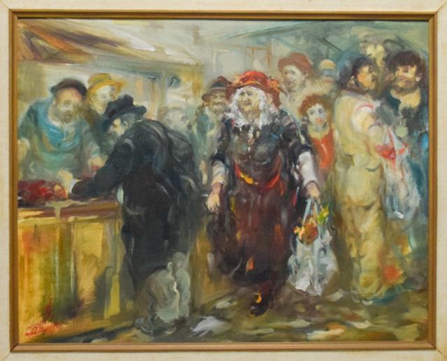 Moshe Chauski Oil on Canvas Panel Market Scene (1 of 5)