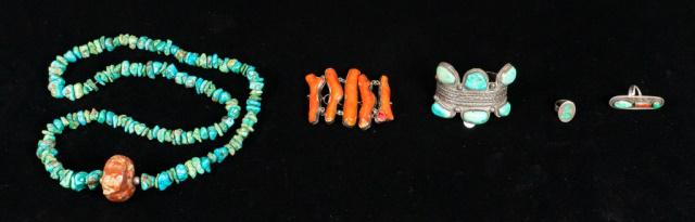 Grouping of Turquoise, Sterling & Coral Jewelry (1 of 20)