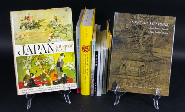 10 Books of Japanese and Chinese art: lot of 10 books; circa 1963-2012 Japanese architecture, prints, paintings art history Chinese art history, paintings, pottery, bronze, and jade Parke-Bernet Galleries Chinese Bronzes and Pottery, wear