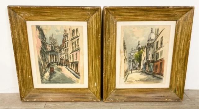 Pair of French Street Scene Watercolors (1 of 7)