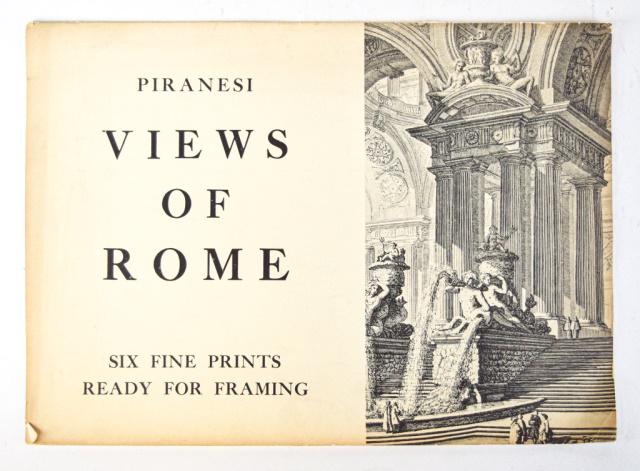 After Piranesi Views of Rome 6 Print Portfolio: Giovanni Battista Piranesi, Views of Rome: Six Fine Prints Ready for Framing, copyright 1957, Penn Prints, New York. Prints: St. Peter, Piazza and Colonnades; Santa Maria Maggiore; Arch of Augustus; A